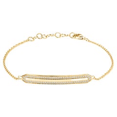 Bracelet double ligne en or jaune 14 carats avec diamants