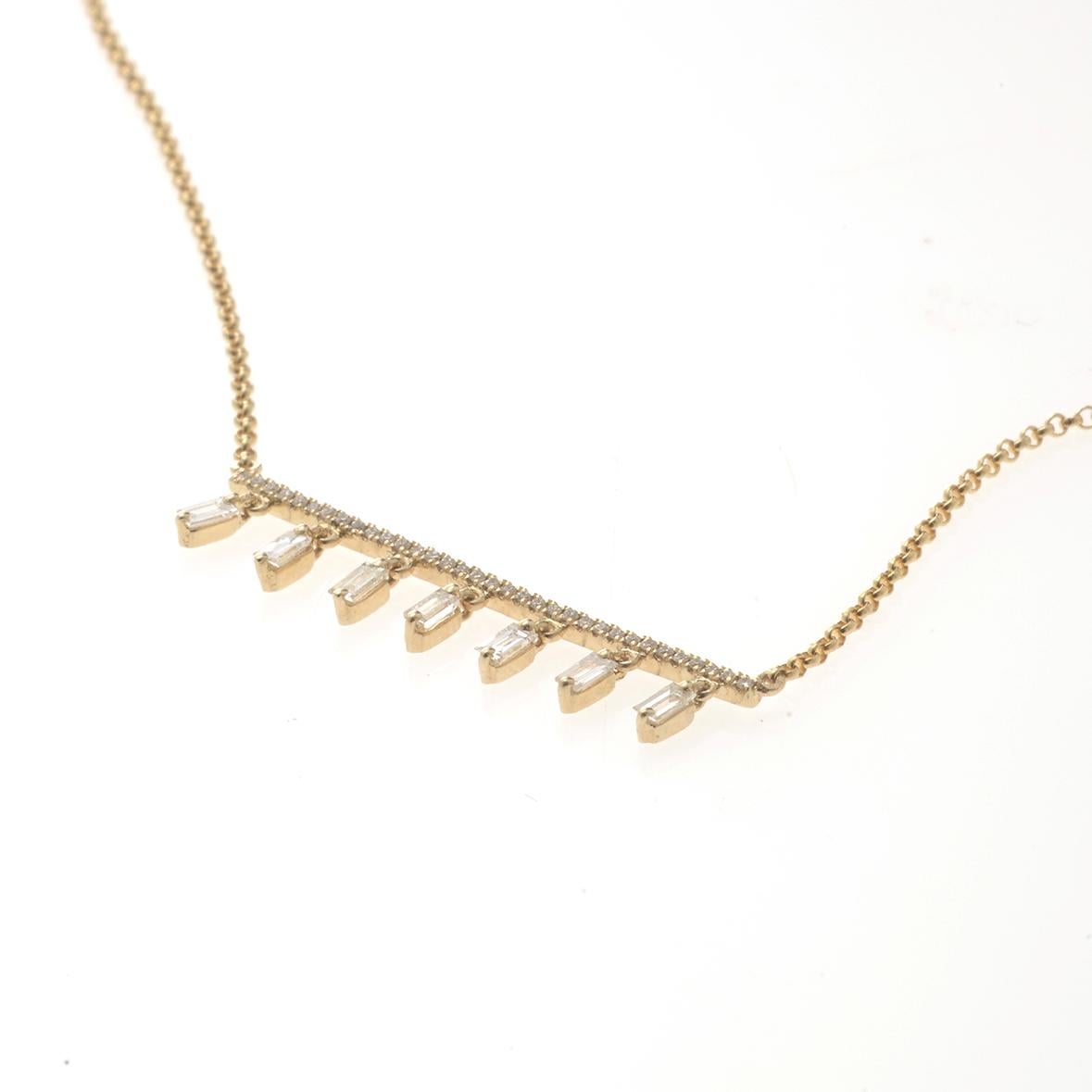 Halskette mit Diamant-Bar und Diamant-Baguette-Quaste für Damen oder Herren im Angebot