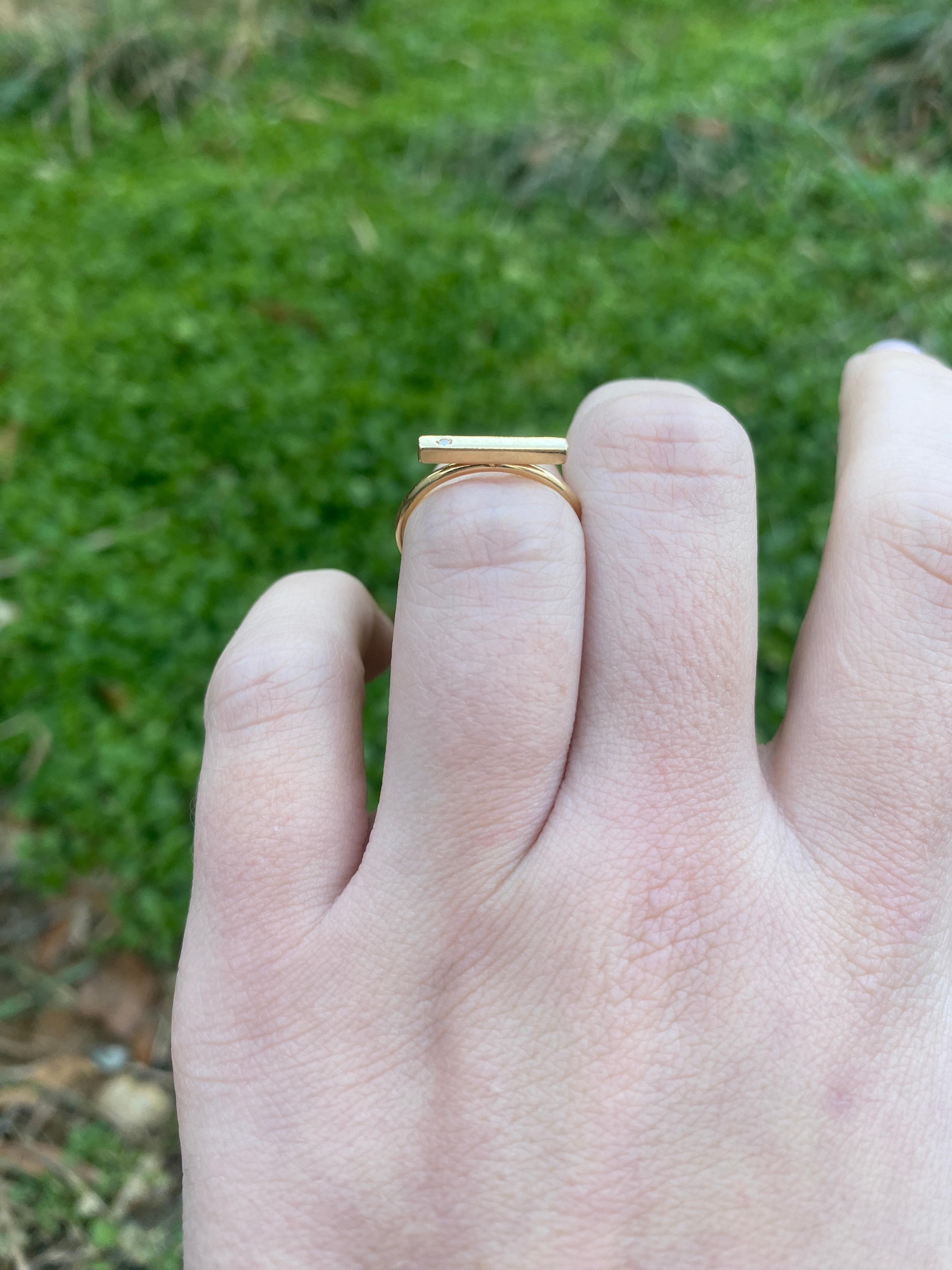 Anillo con Barra de Diamantes, Oro Amarillo 14k, Tamaño del Anillo 5.25 1