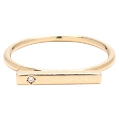 Anillo con Barra de Diamantes, Oro Amarillo 14k, Tamaño del Anillo 5.25