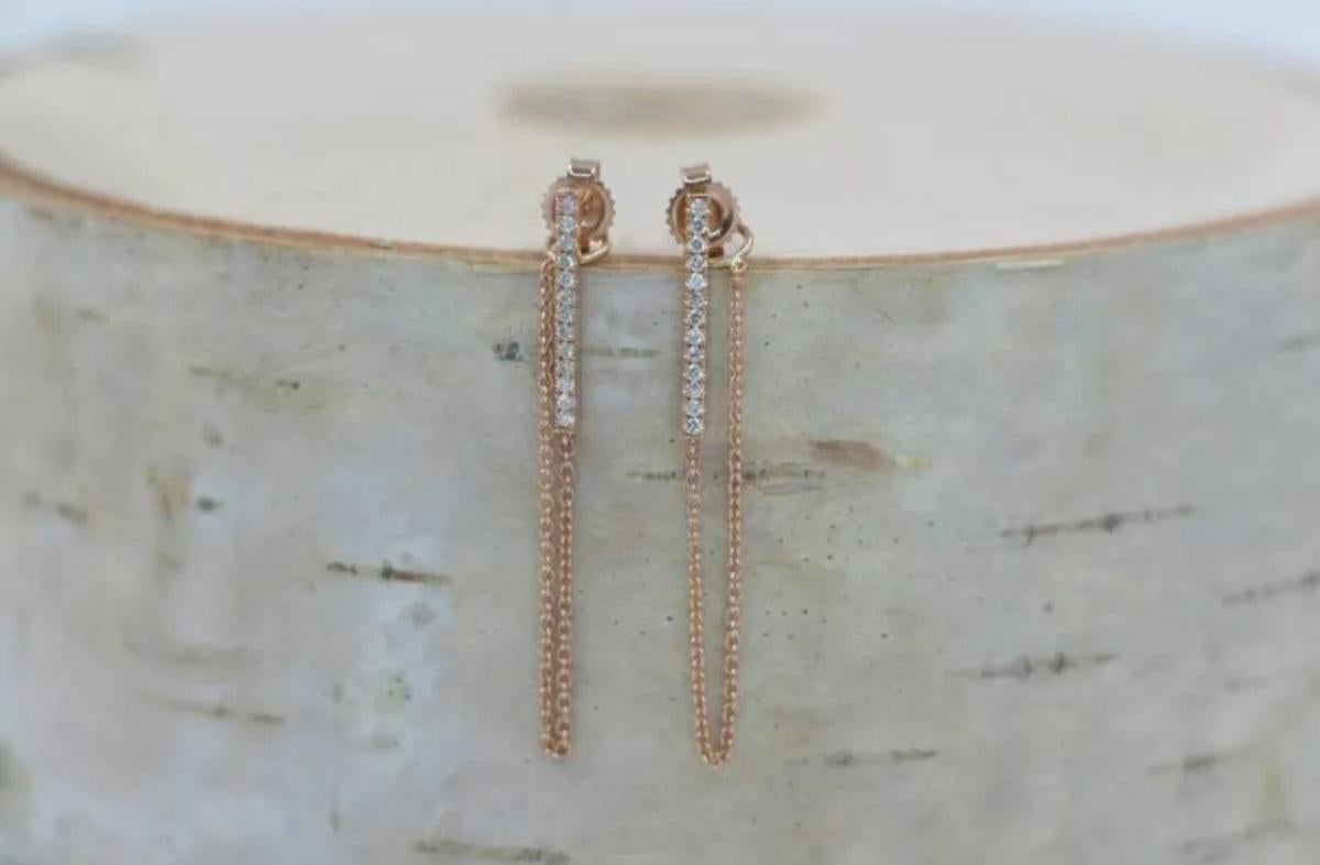 Diamond Bar Chain Drop Earring 14K Solid Gold Handmade Gold Christmas Earring.

Number of Diamonds
26
Closure
Butterfly
Main Stone Color
White/Colorless
Metal
Yellow Gold
Item Length
15mm Approx
Main Stone
Diamond
Base Metal
Yellow Gold
Number of