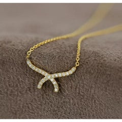 Diamond Bar Dainty Curved Bar Necklace Solid 14k Gold