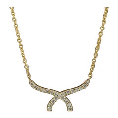 Barre de diamants Collier à barre courbée en or massif 14k