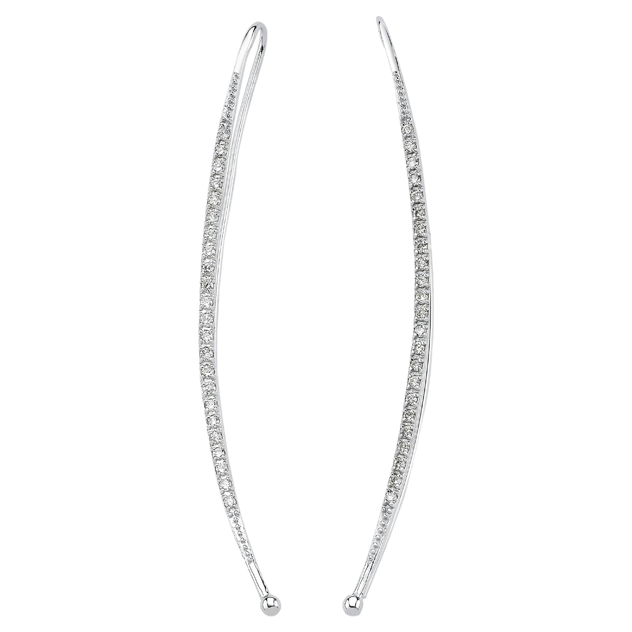 18k White Gold Diamond Bar Earrings For Sale