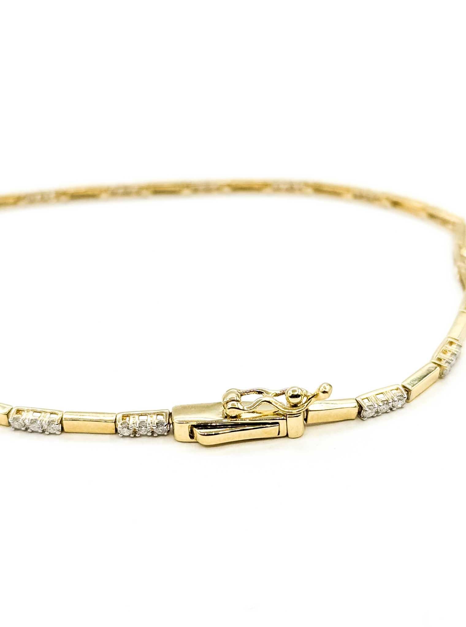 Diamond Bar Link Bracelet in 14k Yellow Gold en venta 4
