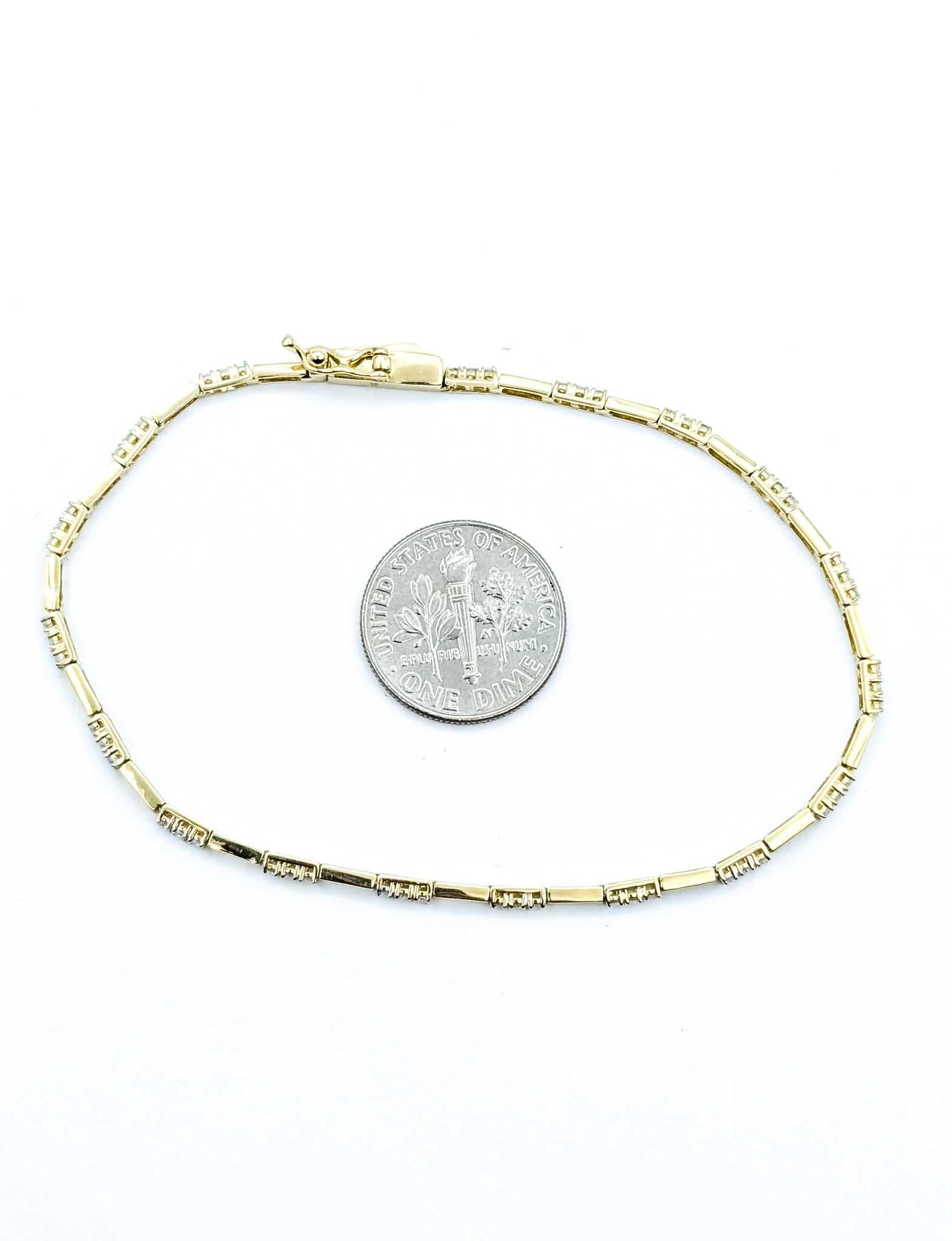 Diamond Bar Link Bracelet in 14k Yellow Gold en venta 5