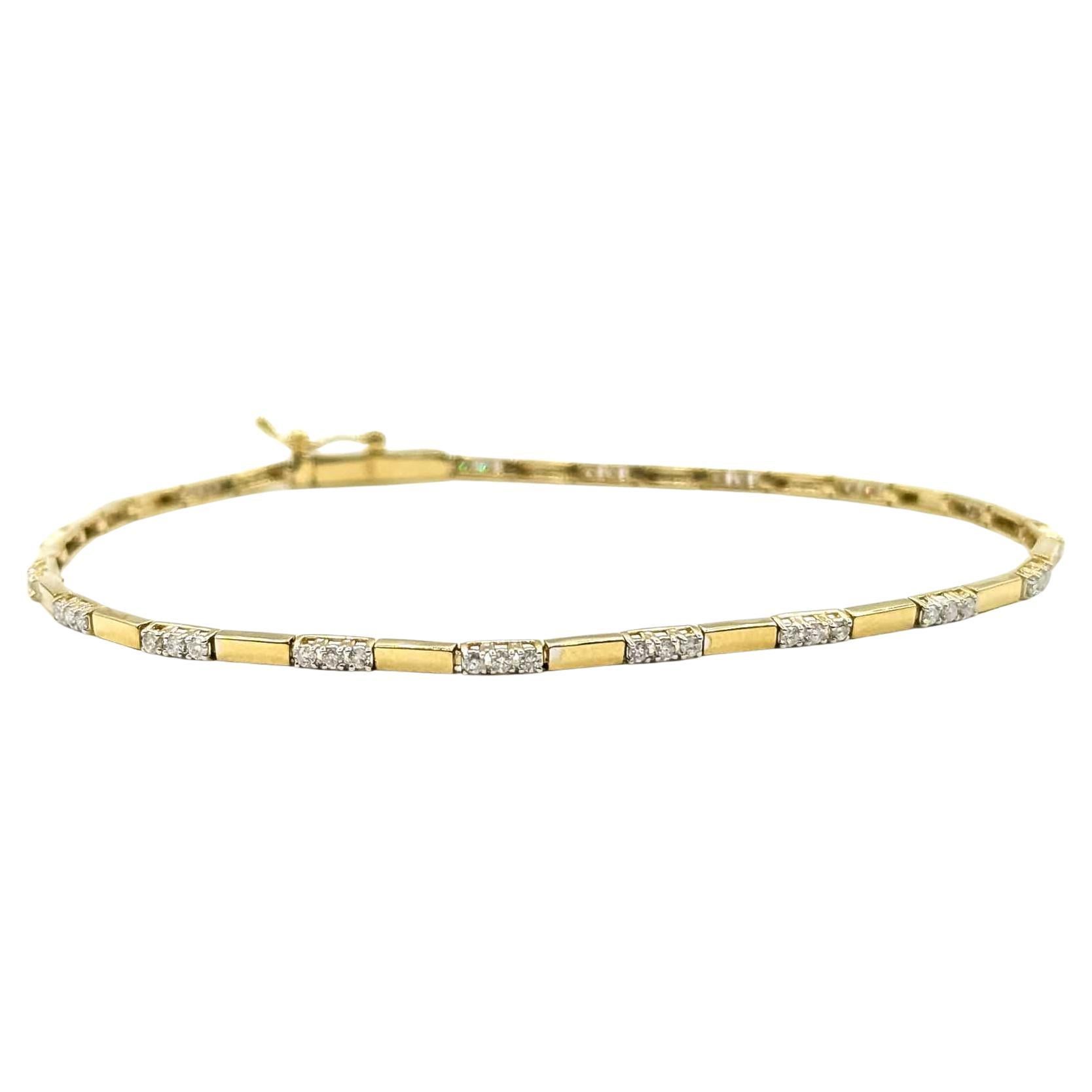 Diamond Bar Link Bracelet in 14k Yellow Gold