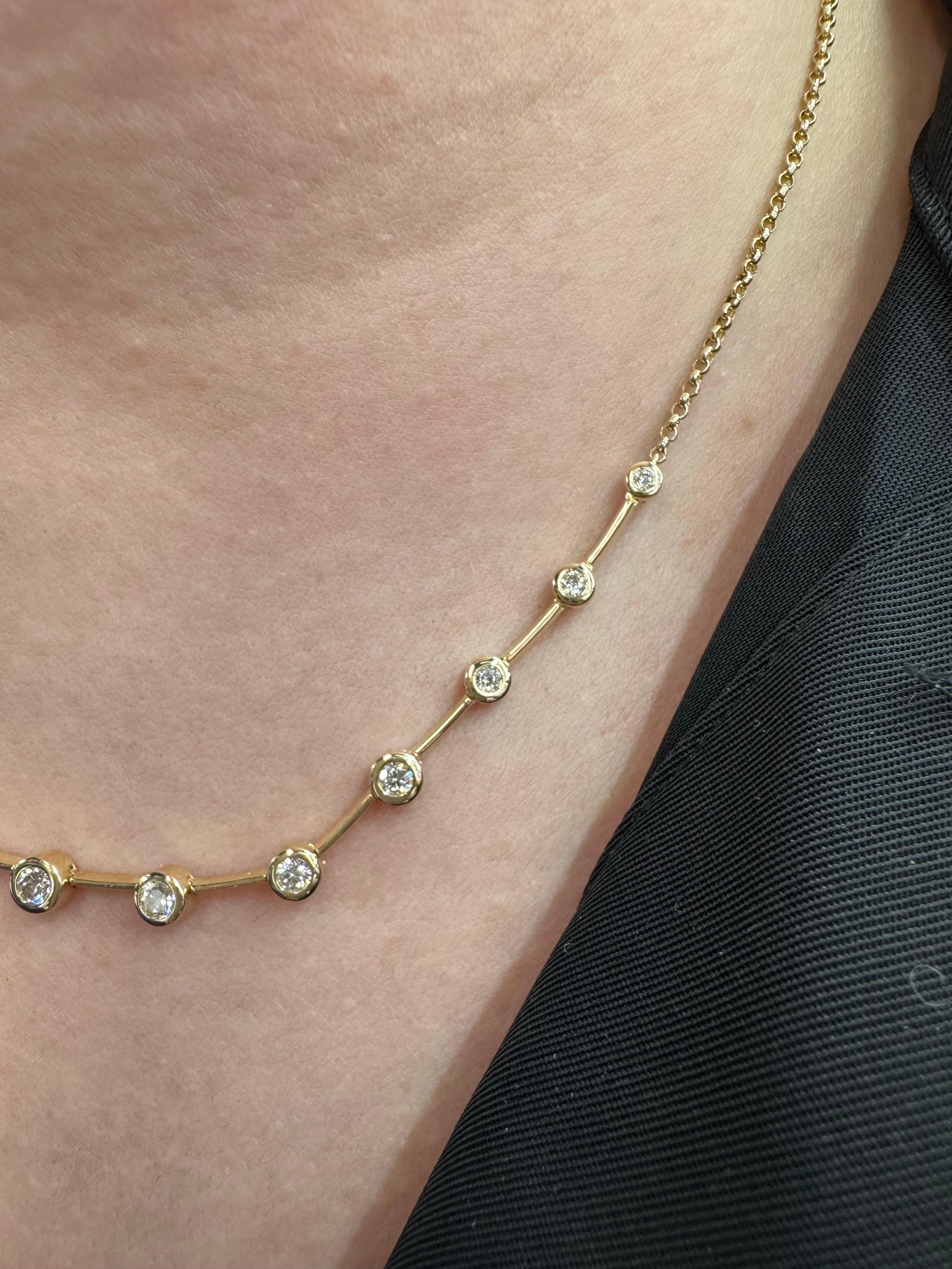 Collier à maillons en diamant 1.01 carats or jaune 14 carats ajustable 7.96 grammes Neuf - En vente à New York, NY