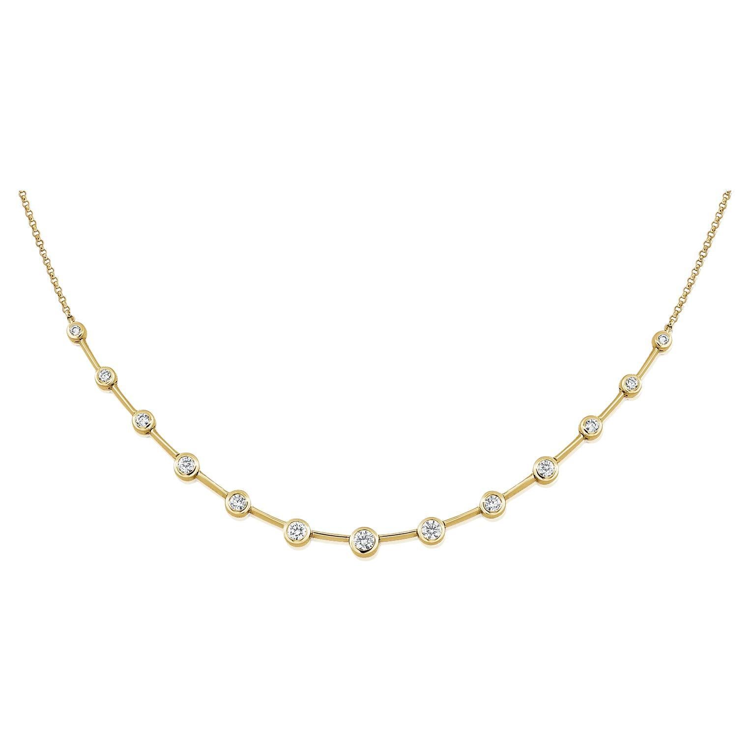 Collier à maillons en diamant 1.01 carats or jaune 14 carats ajustable 7.96 grammes en vente