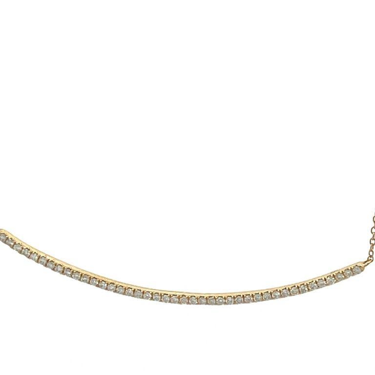 introducing our exquisite diamond bar necklace this necklace is a timeless and elegant piece that will add the perfect amount of sparkle to any outfit. This piece of jewelry features 0.30 carats of white round diamonds in a 14K yellow cable