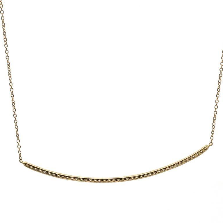 Modern Diamond Bar Necklace 0.30 Carat in 14k Yellow Gold For Sale