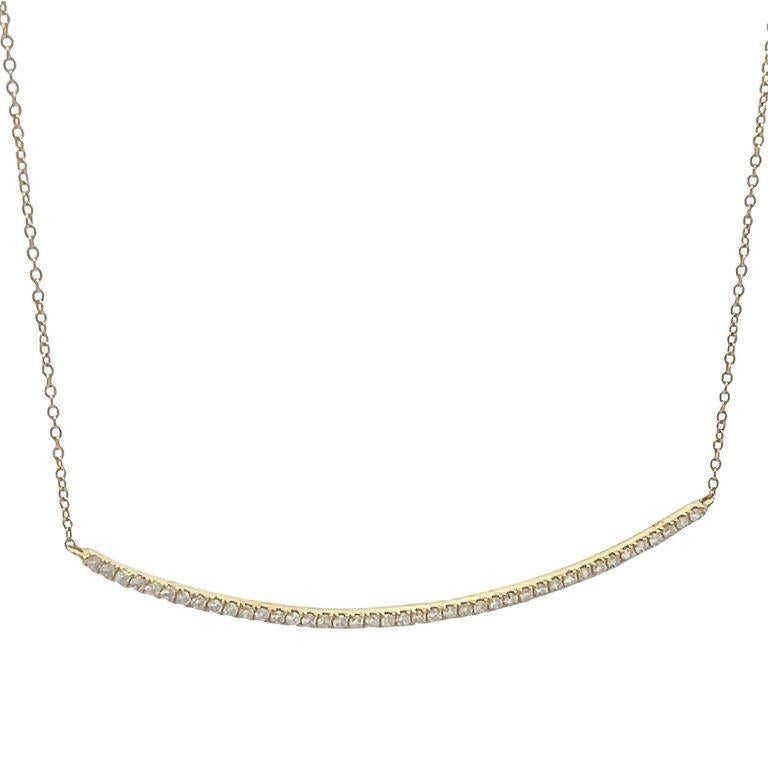 Round Cut Diamond Bar Necklace 0.30 Carat in 14k Yellow Gold For Sale