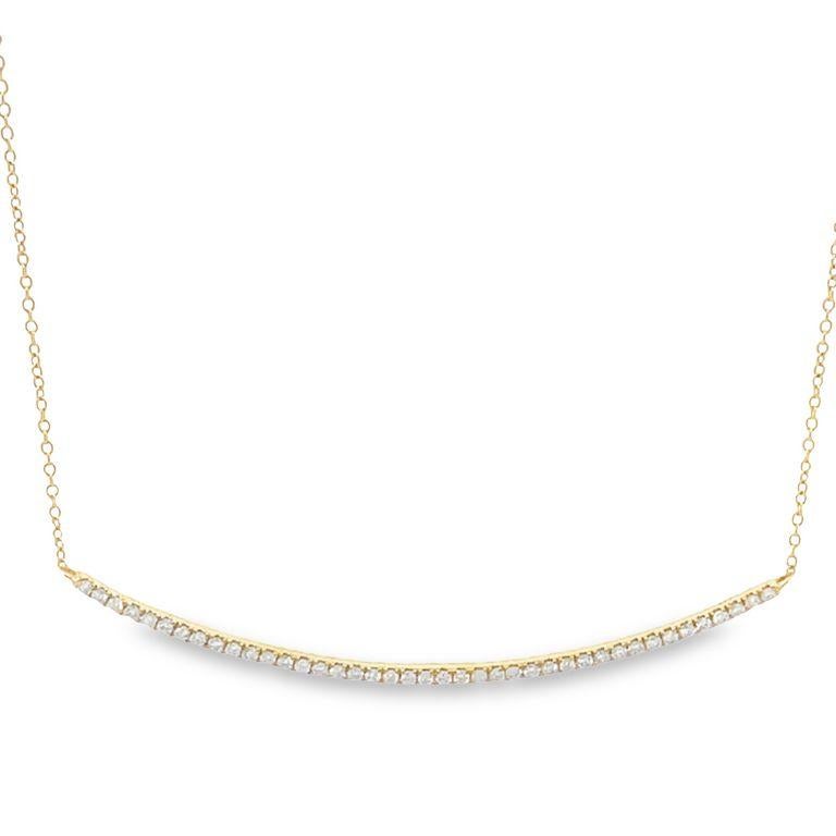Diamond Bar Necklace 0.30 Carat in 14k Yellow Gold In New Condition For Sale In New York, NY