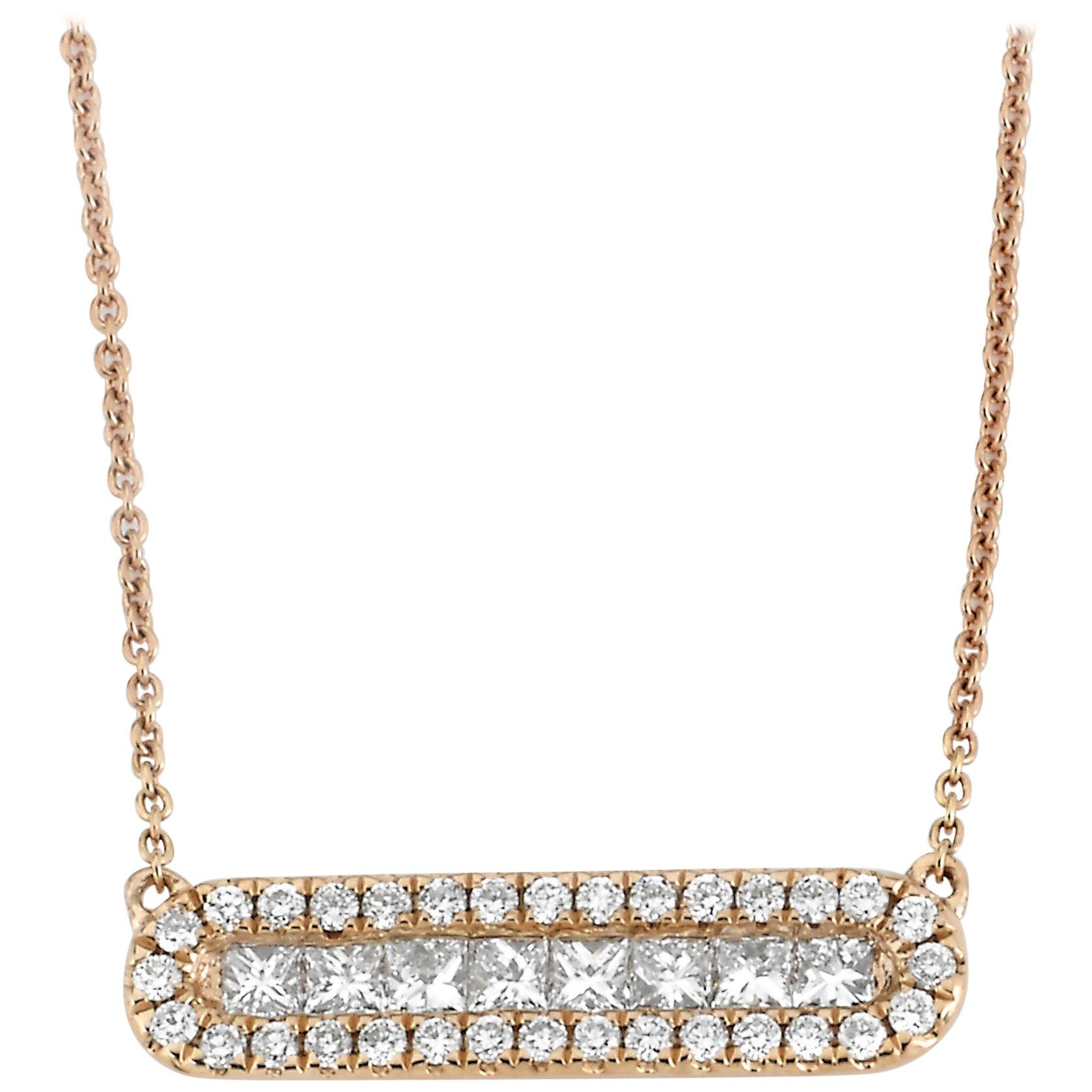 Rose Gold Sideways Diamond Cross Necklace 0.21 Carat For Sale at