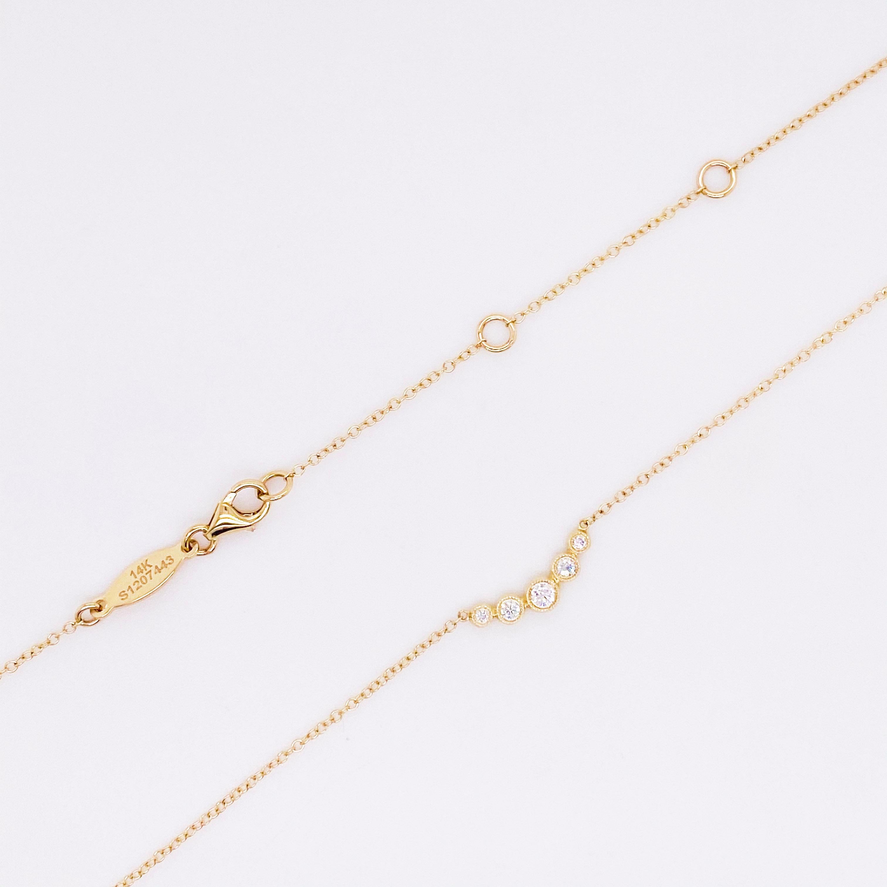 Diamant-Bar-Halskette, 14 Karat Gelbgold, gebogener runder Stab, NK5424Y45JJ (Zeitgenössisch) im Angebot