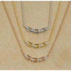 Diamond Bar Necklace Dainty 14k Solid Gold Chain Style