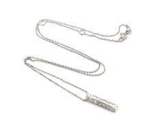 Diamond Bar Necklace in 14k White Gold