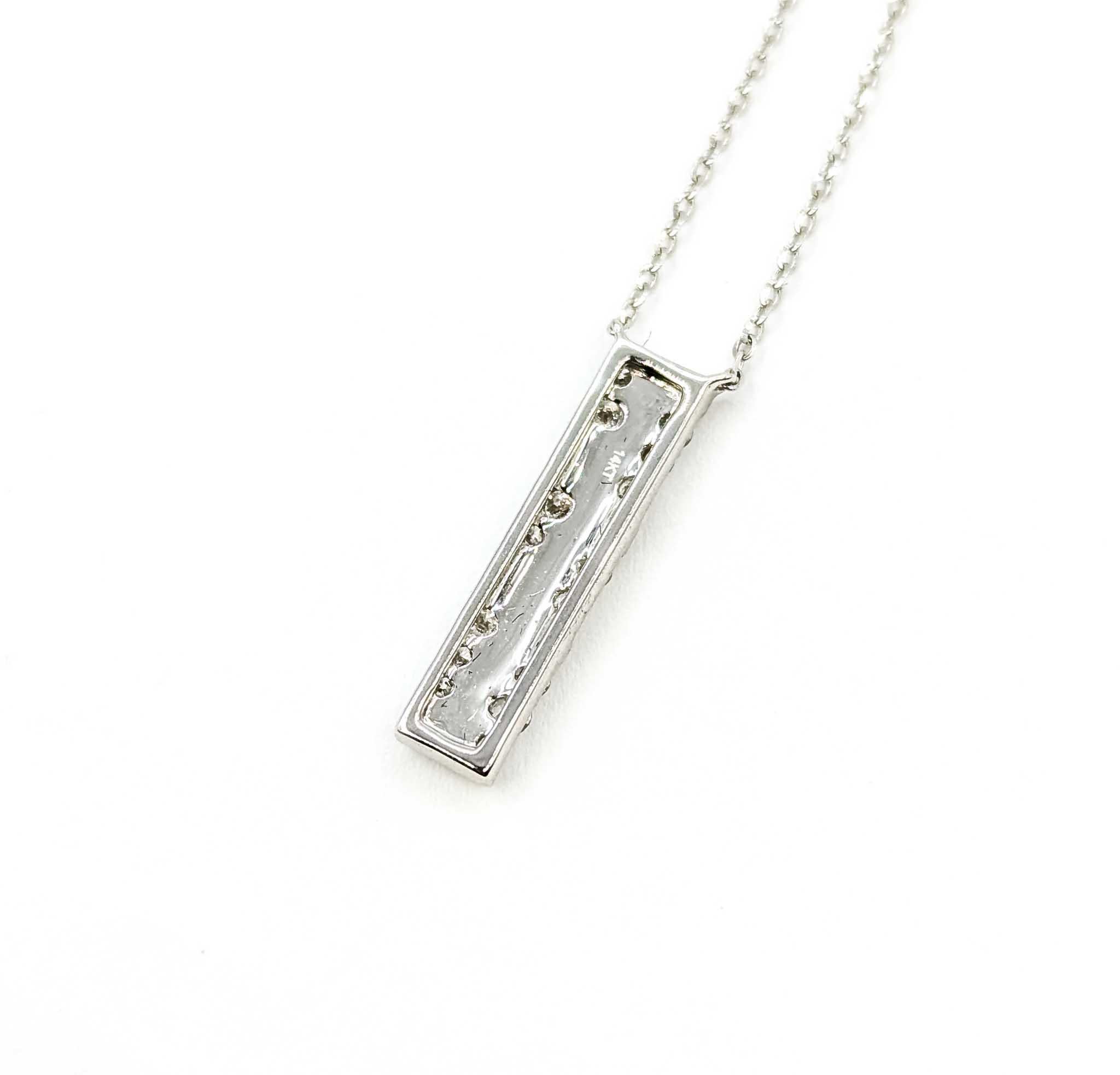 Women's Diamond Bar Necklace in 14k White Gold For Sale