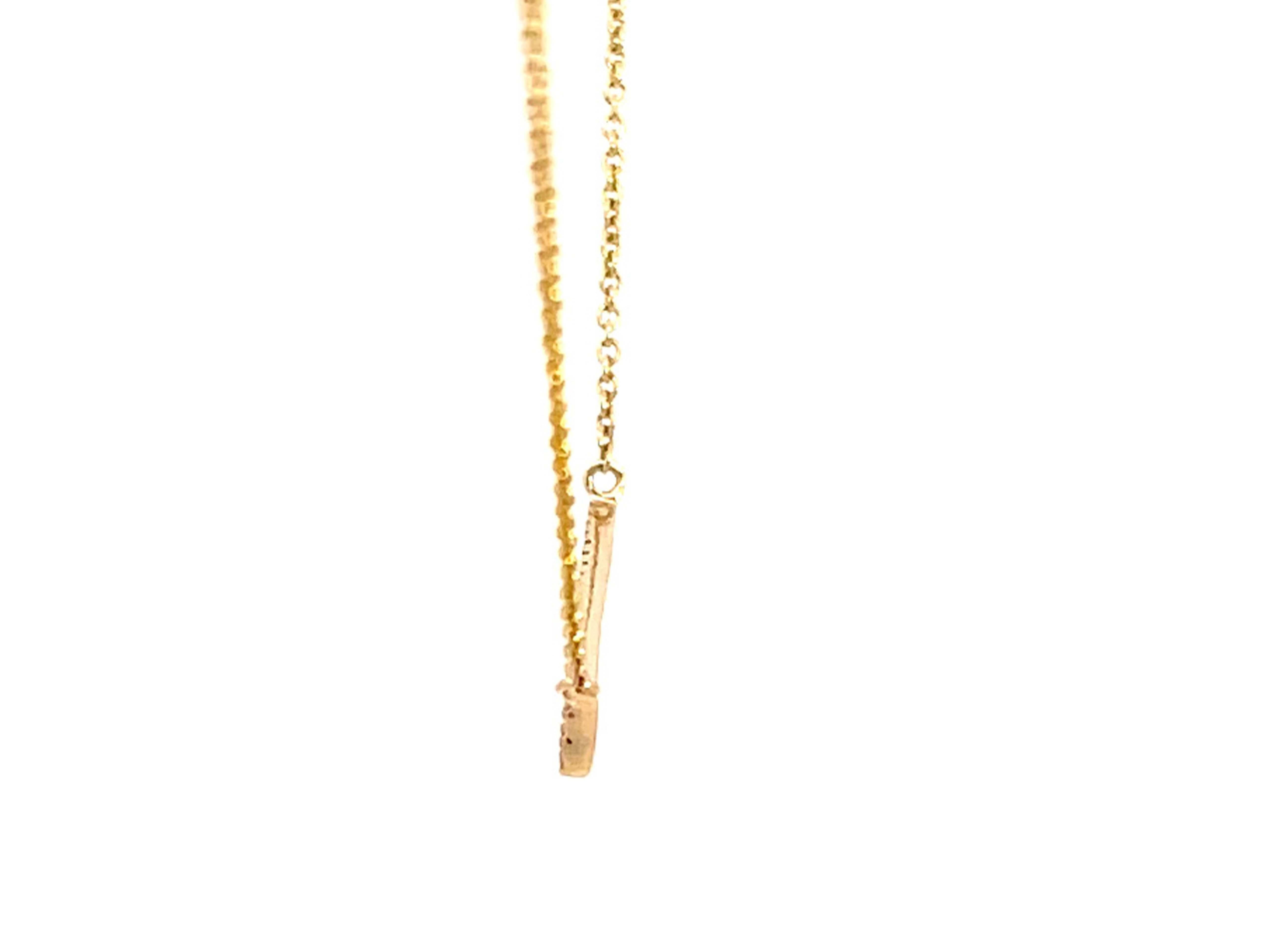 Modern Diamond Bar Necklace in 14k Yellow Gold For Sale