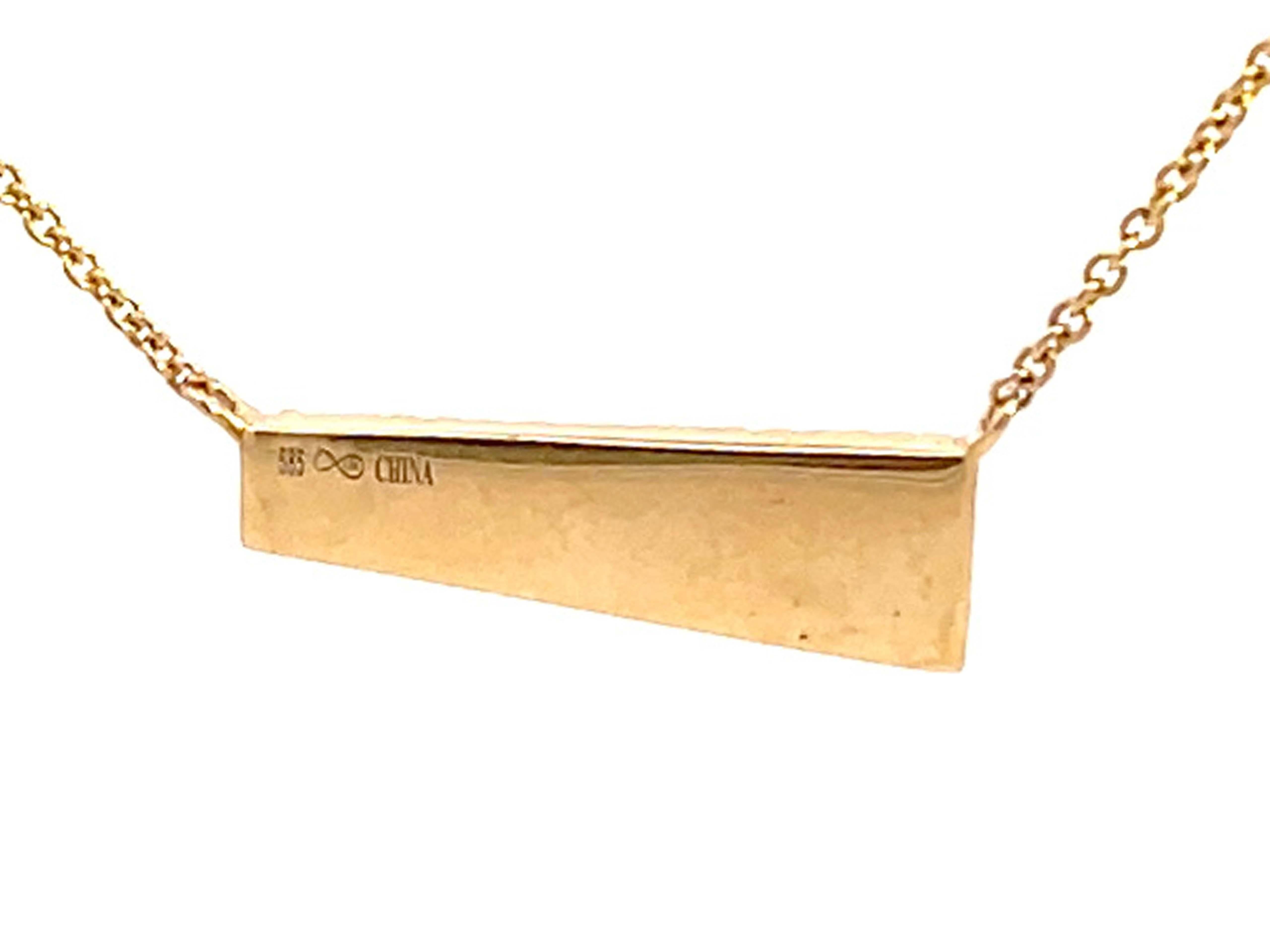 Brilliant Cut Diamond Bar Necklace in 14k Yellow Gold For Sale