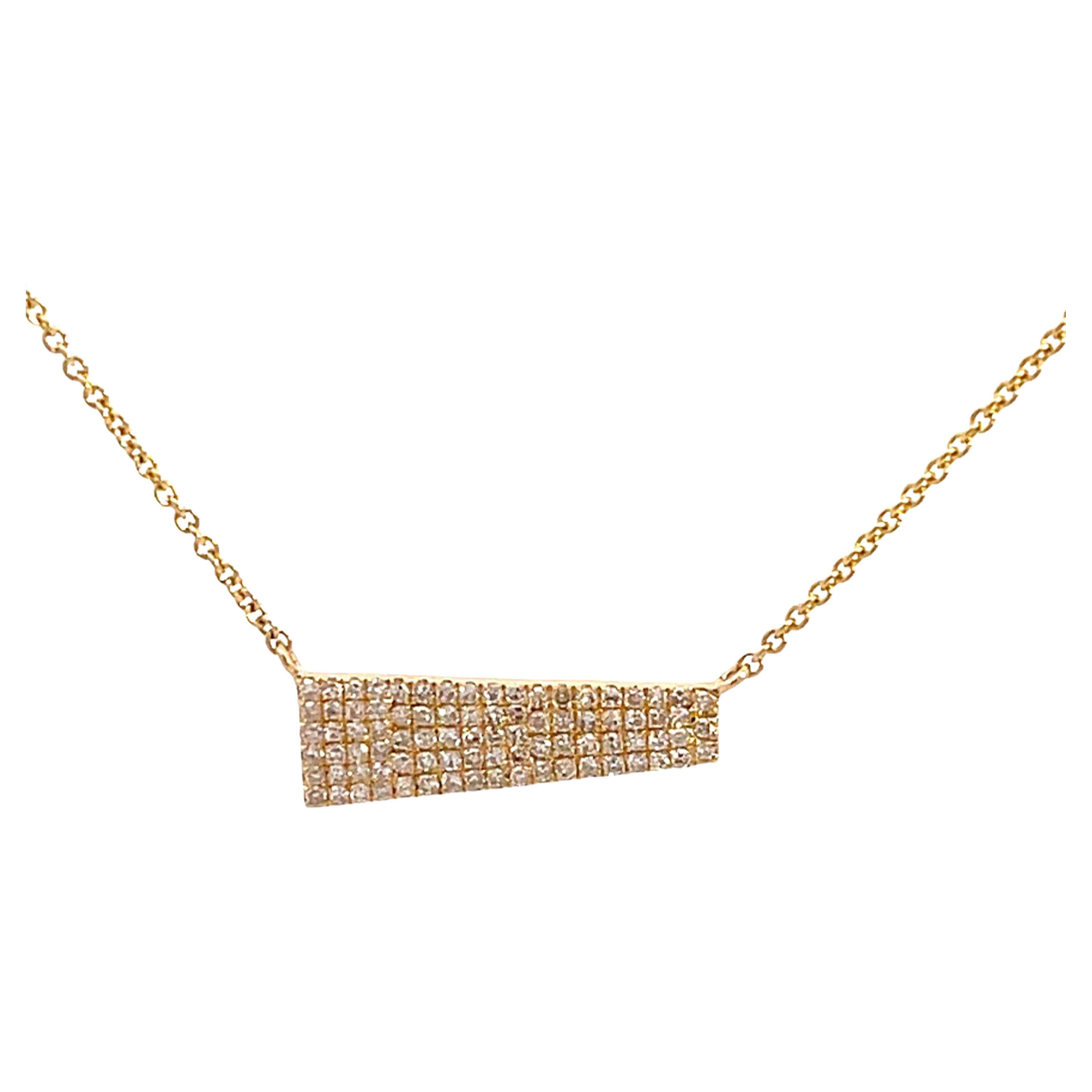 Diamond Bar Necklace in 14k Yellow Gold For Sale