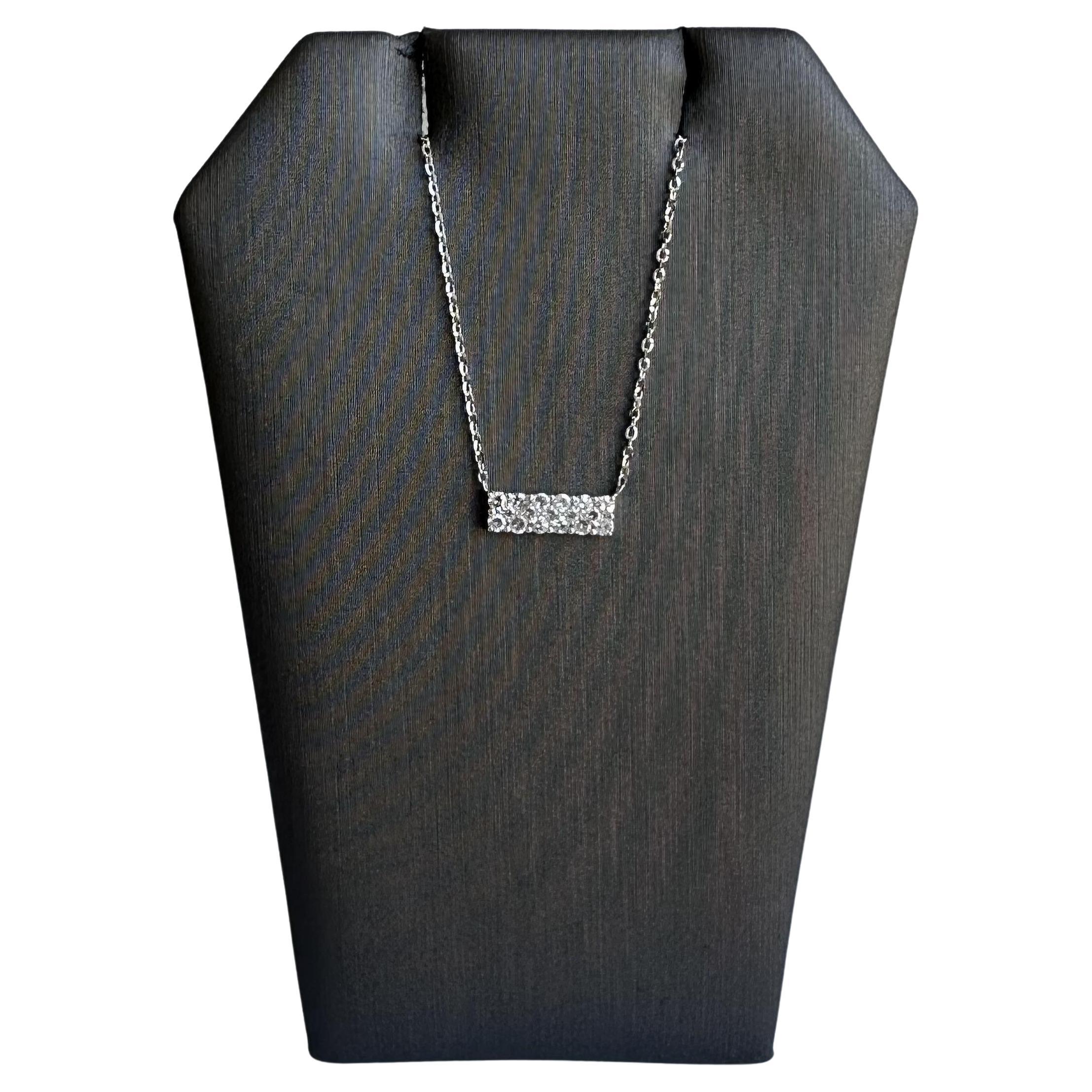 Diamond Bar Necklace in 14kt White Gold - 0.21ctw GH SI Diamonds, Adjustable