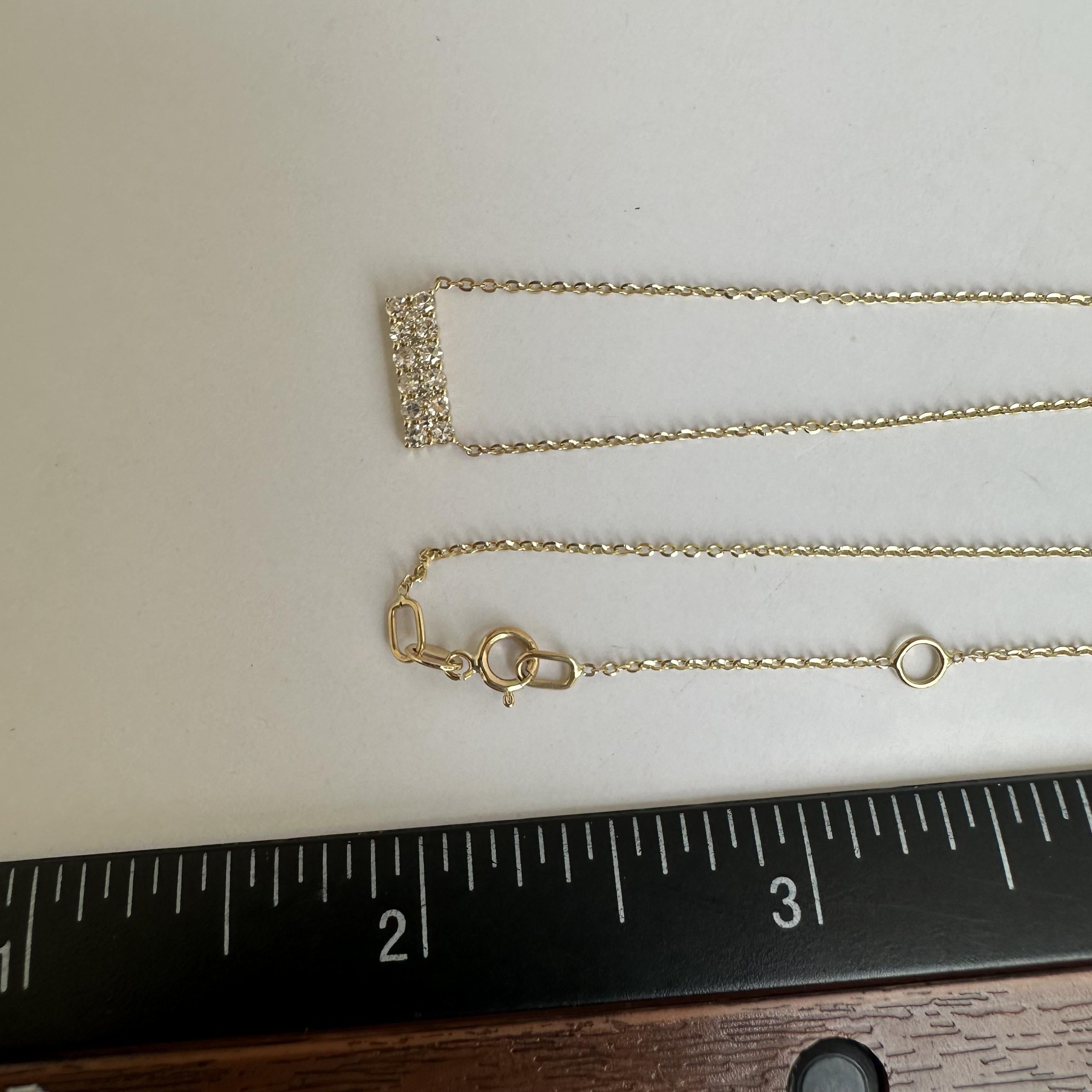 Collier bar à diamants en or jaune 14kt - 0.21ctw GH VS/SI Diamants, New Neuf - En vente à West Hempstead, NY