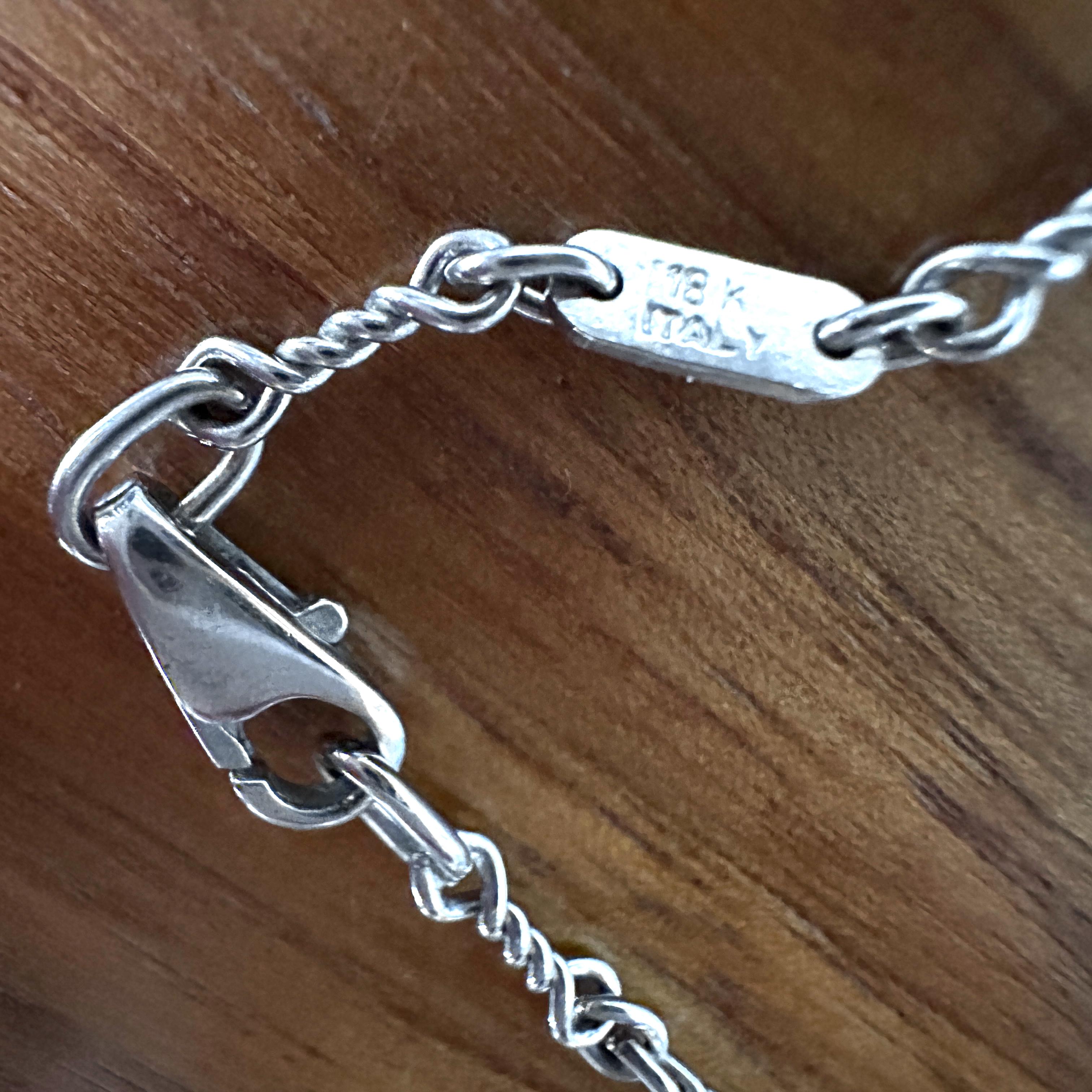 Diamond Bar Necklace in 18K Rose Gold & Platinum on 18K White Gold Dogbone Chain For Sale 4