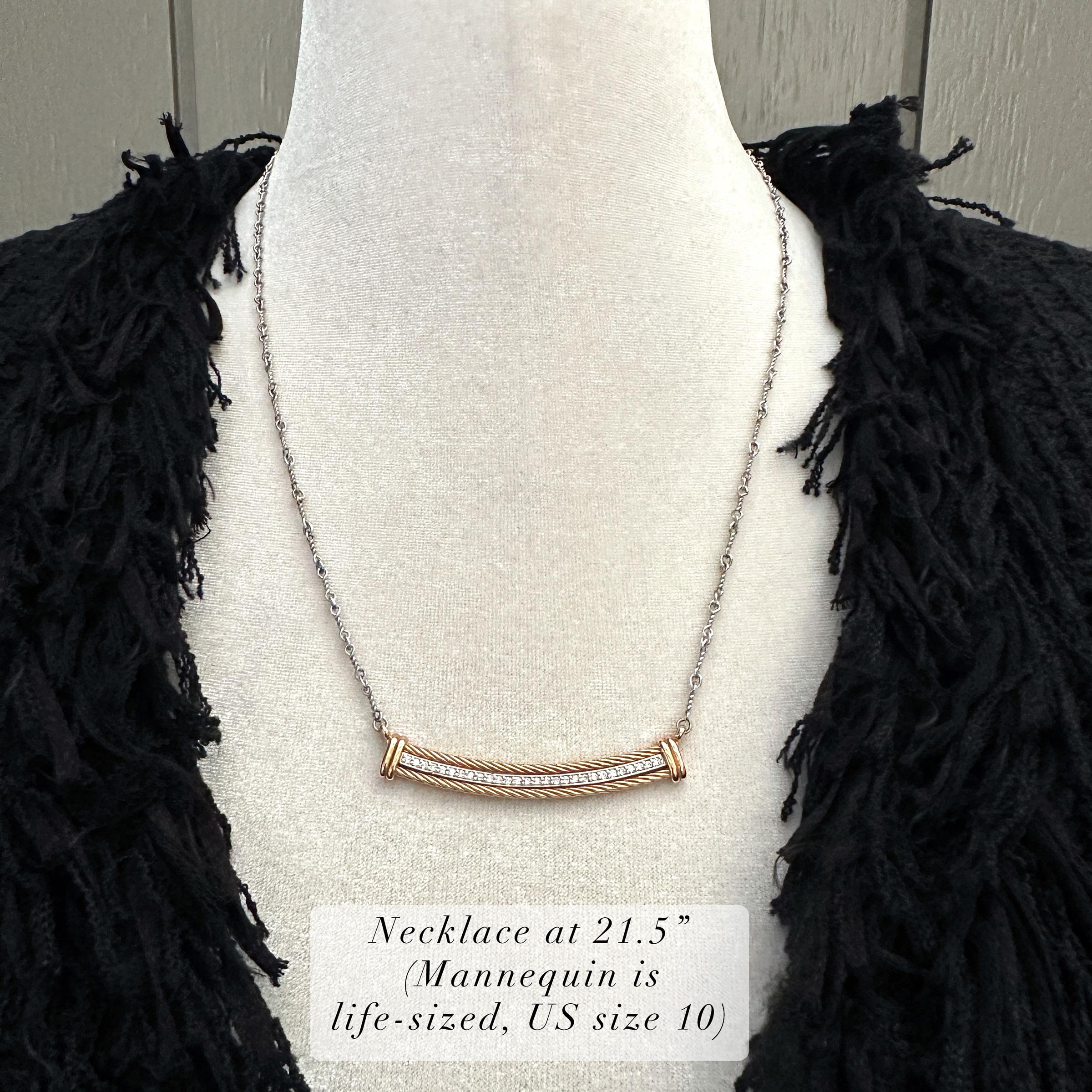 Men's Diamond Bar Necklace in 18K Rose Gold & Platinum on 18K White Gold Dogbone Chain For Sale