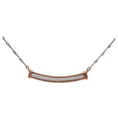 Diamond Bar Necklace in 18K Rose Gold & Platinum on 18K White Gold Dogbone Chain