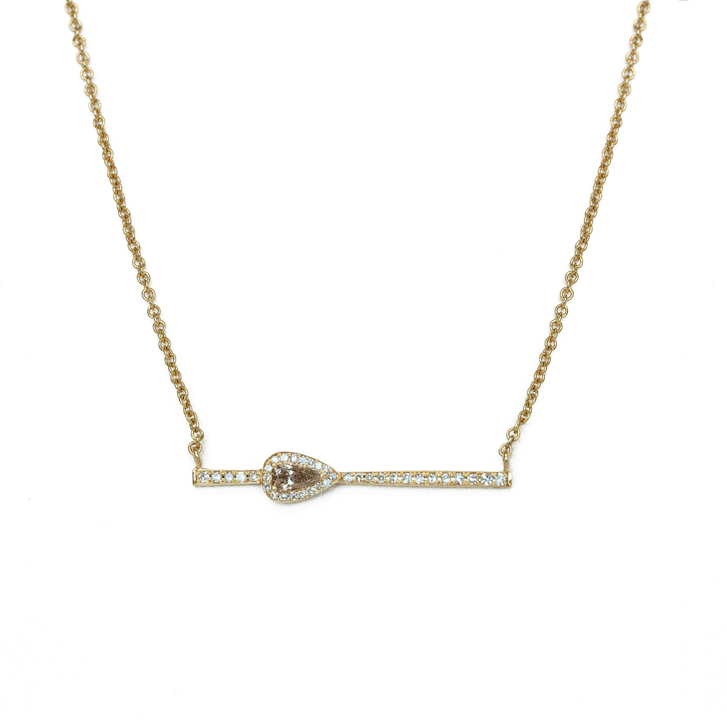 Diamond Bar Necklace with Fancy Colored Shield Diamond