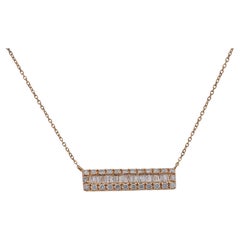 Diamond Bar Pendant Cable Chain Necklace 14K Yellow Gold 0.75 Carats