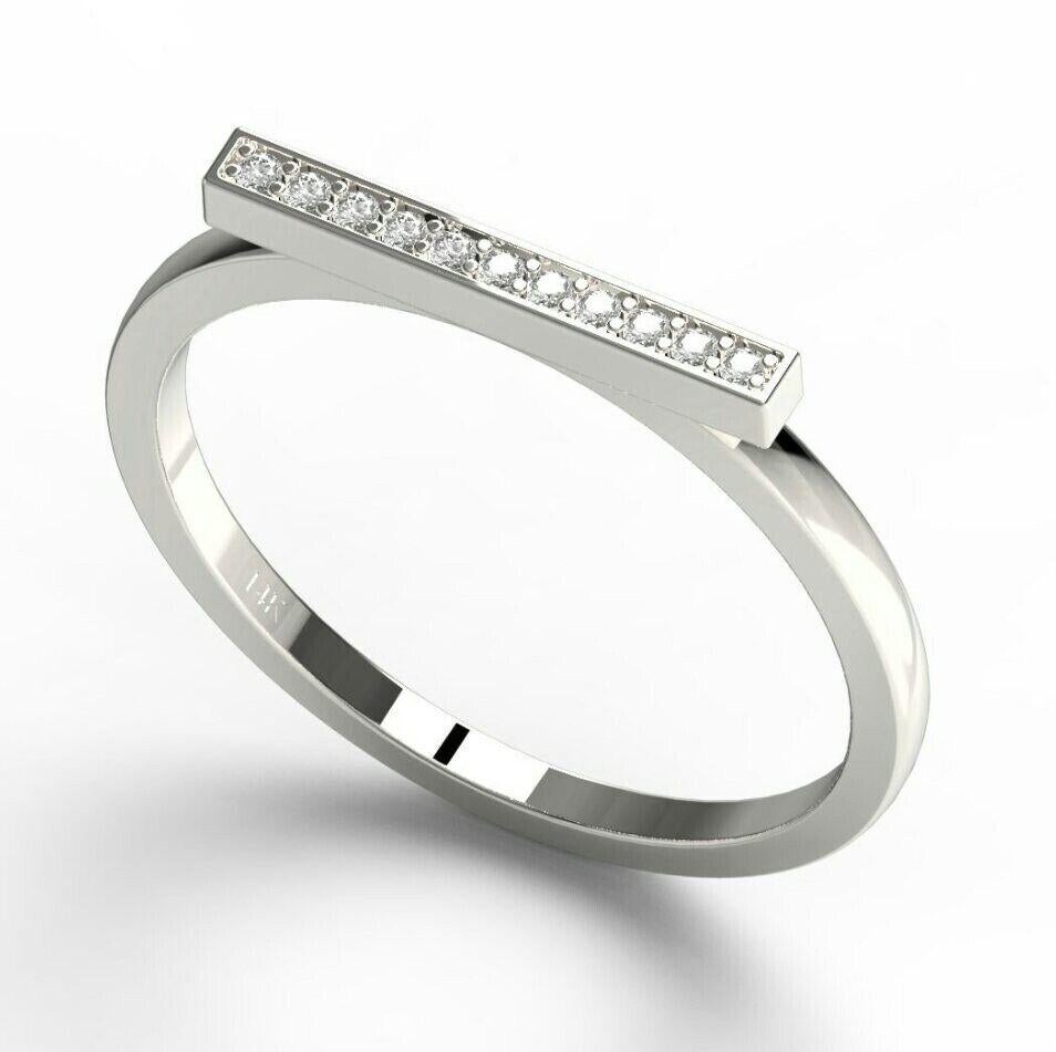 Diamant-Bar-Ring 14K Massivgold Diamant-Ring für Damen Valentine Gift, Diamantring mit Diamanten  im Angebot 4
