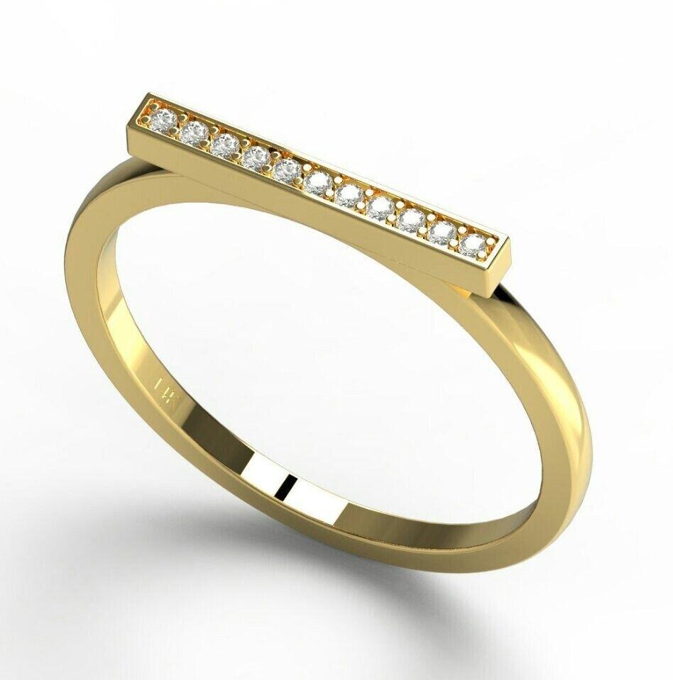 Diamond Bar Ring 14K Solid Gold Diamond Band Ring For Women Valentine Gift  For Sale 7