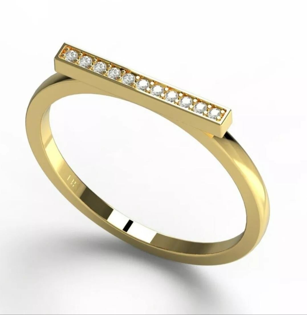 Diamond Bar Ring 14K Solid Gold Diamond Band Ring For Women Valentine Gift 

Number of Diamonds
11
Metal
Yellow Gold
Main Stone
Diamond
Ring Size
7
Material
14K Solid Gold, Natural Diamond
Total Carat Weight
0.24 Cts And Above
Certification
14K