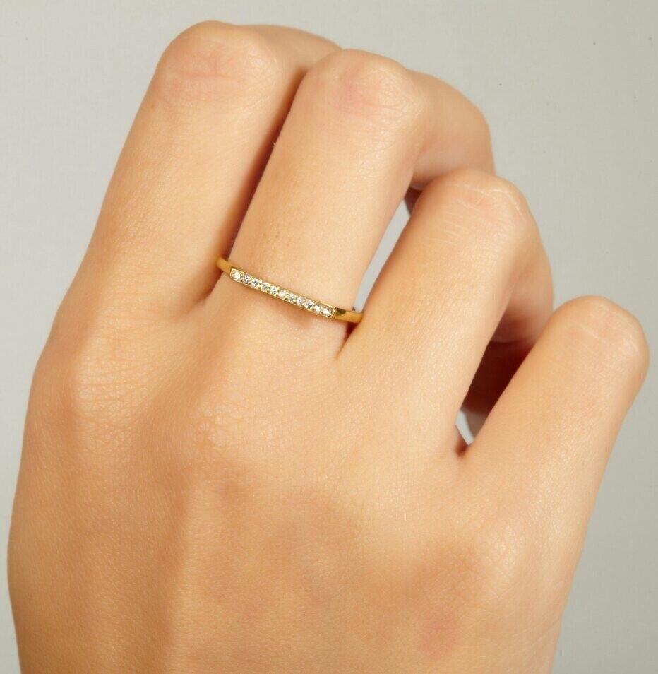 Women's or Men's Diamond Bar Ring 14K Solid Gold Diamond Band Ring For Women Valentine Gift For Sale