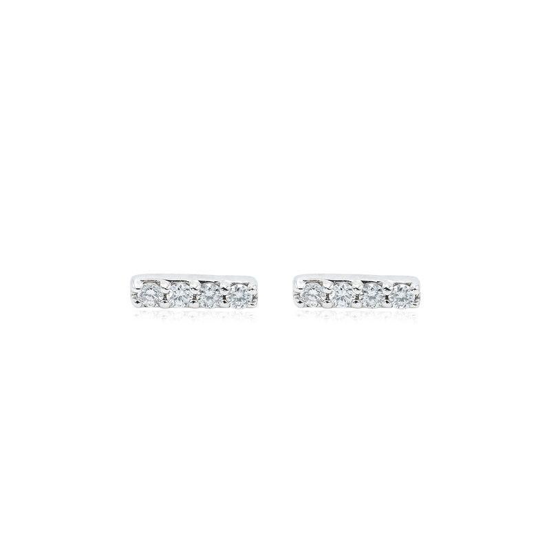 Round Cut Diamond Bar Stud Earrings For Sale
