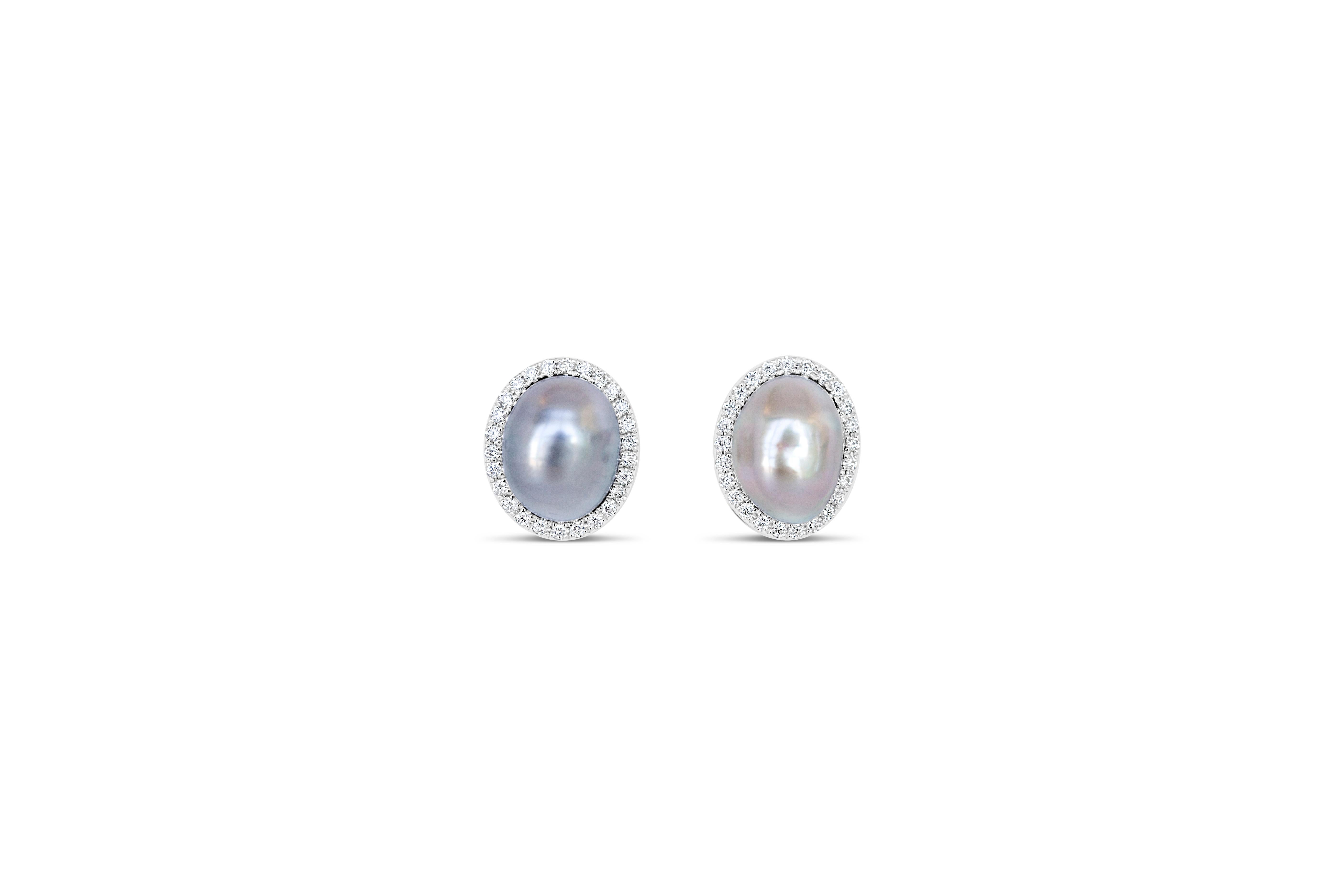 Diamant-Bar mit grauen Keshi-Perlen-Halskette für Damen oder Herren im Angebot