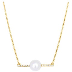Diamond Bar with Grey Keshi Pearl Necklace