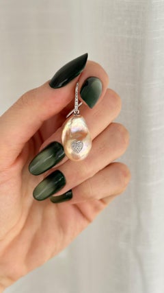 Diamond Baroque Fresh Water Yellow Pearl Earrings 14k Gold Certified