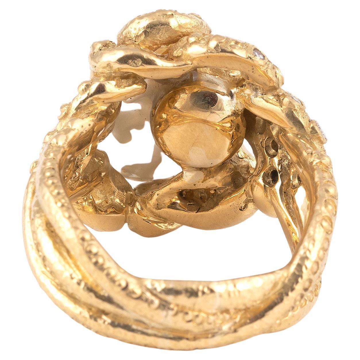 Designed as octopus with baroque pearl 11mm and diamond,gross weight approximately: 18.7 grams; size: 7 

Follow on instagram @bernardoantichita