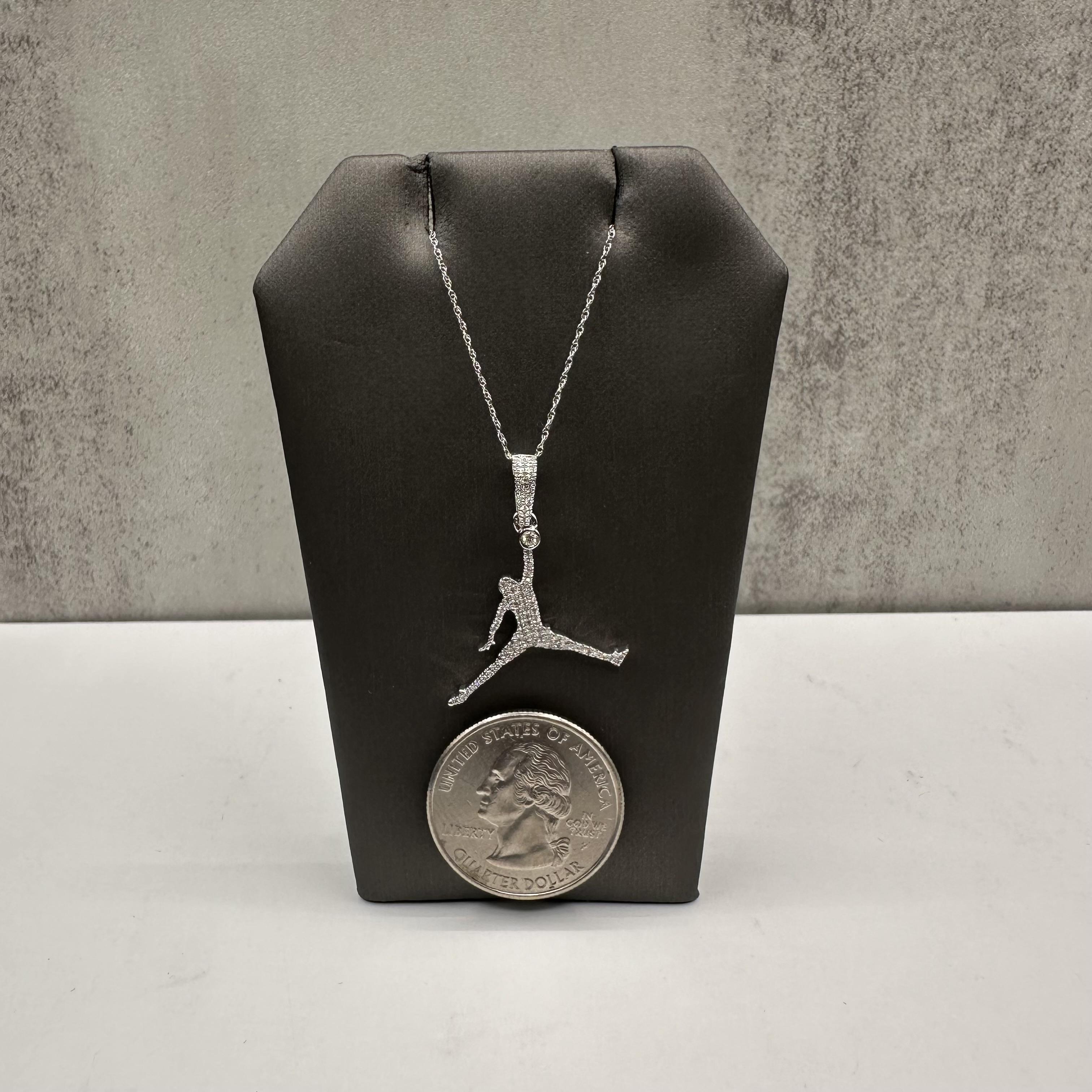 Diamond Basketball Necklace in 10kt White Gold – 0.16ctw Diamonds, 18