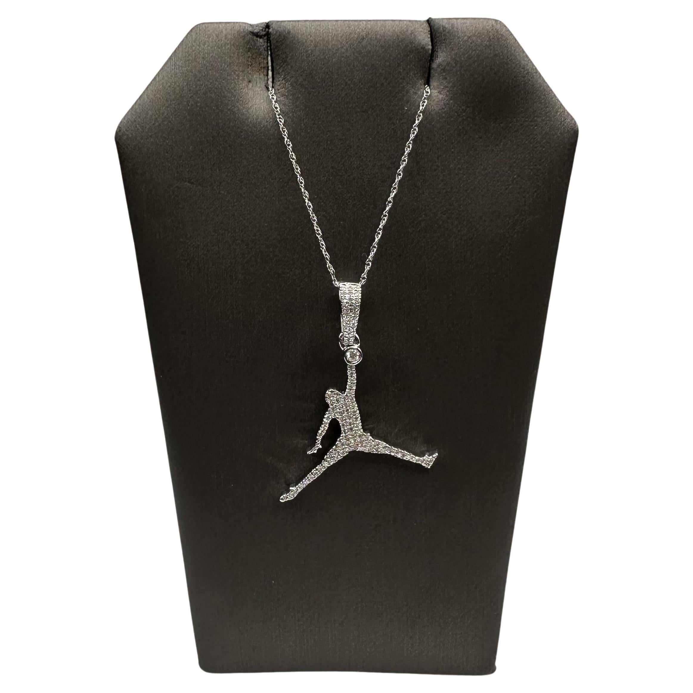 Diamond Basketball Necklace in 10kt White Gold – 0.16ctw Diamonds, 18" Inches