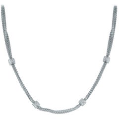 1.34 Cts Diamond Bead Chain Necklace In 18K White Gold By RayazTakat