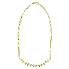 Diamond Beaded 22 Karat Gold Chain Link Necklace