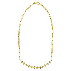 Diamond Beaded 22 Karat Gold Chain Link Necklace