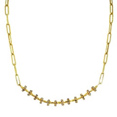 Diamond Beaded 22 Karat Gold Chain Link Necklace