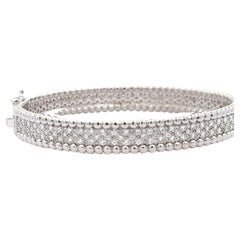 Pulsera brazalete con cuentas de diamantes 3,88 quilates Oro blanco 14 quilates F-G VS1-VS2