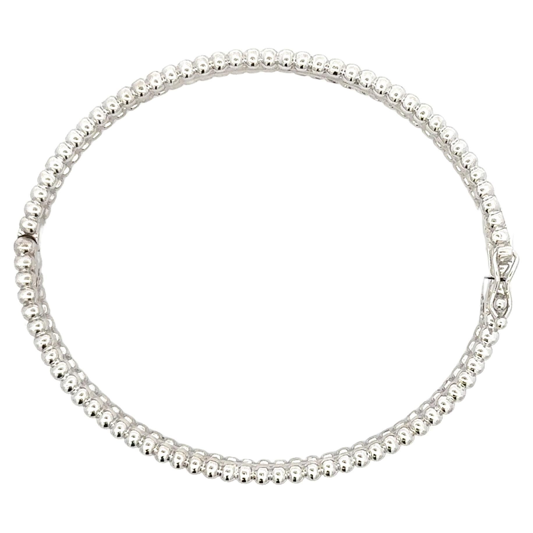 Diamond Beaded Bangle Bracelet 3.88 Carats 14 Karat White Gold F-G VS1-VS2 In New Condition For Sale In New York, NY