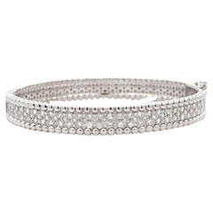 Bracelet jonc perlé en or blanc 14 carats avec diamants de 3,88 carats F-G VS1-VS2